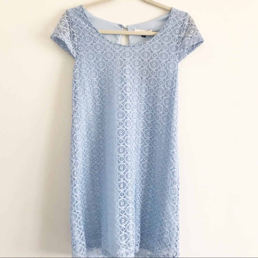 Francesca’s Blue Lace Spring Short Sleeve Dress
